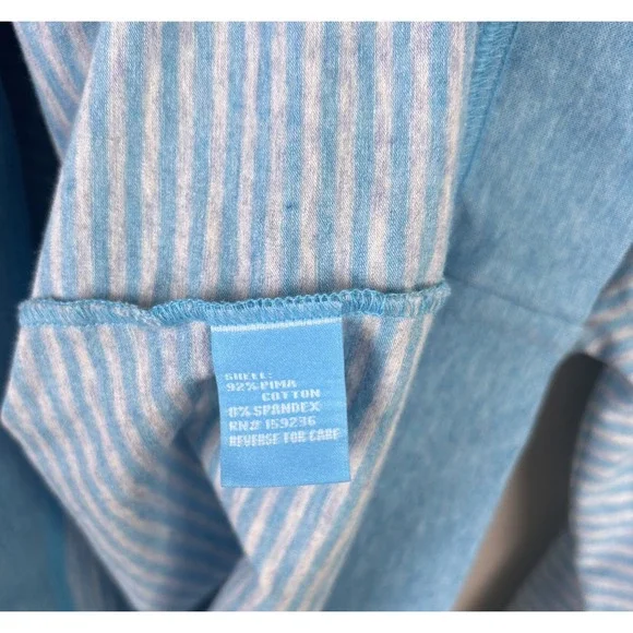 J McLaughlin Womens Sz M Shirt Pullover Striped 1/4 Zip Blue Gray Long Sleeve - Picture 6 of 9